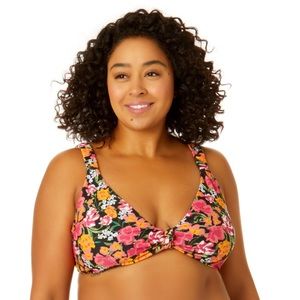 Time and Tru Women's Plus Size Knot Front Bikini Top